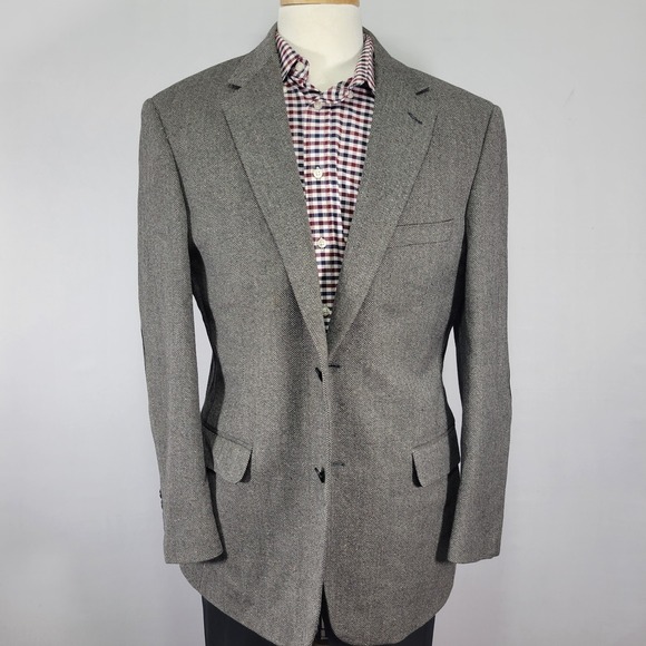 Oleg Cassini Men's Sport Coat Blazer Two Button‎ Soft Herringbone Silk Wool 42R